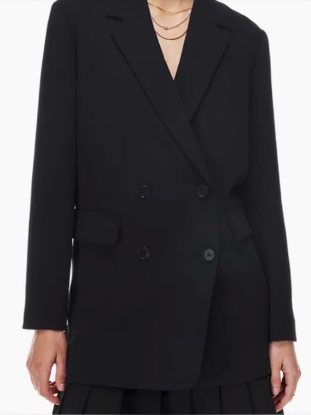 Wilfred Sz 4 Cherelle Double Breasted Black Blazer Jacket Pockets Like New Cond